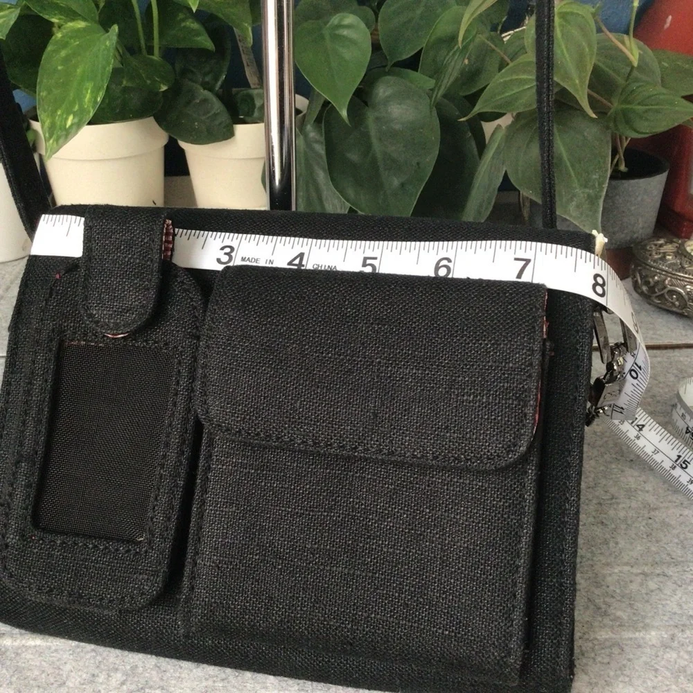 Vintage Canvas Black /White Trim Crossbody Bag with White Trim